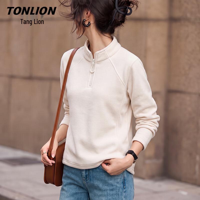 TonLion Women's Fleece-Lined Half-Zip Stand Collar Sweatshirt