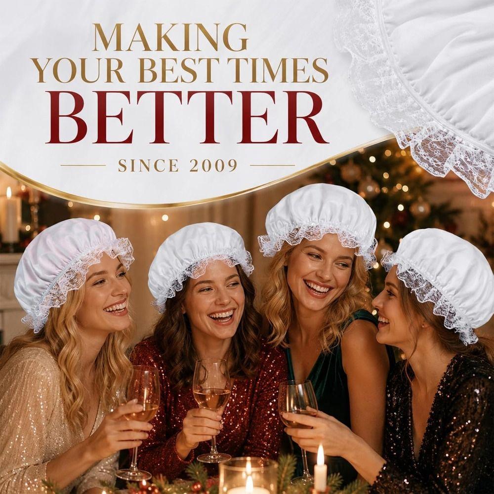 Ruffled Brim Mob Cap Lace Trim Lace Bonnet Fashion Colonial Bonnet  Costume Parties