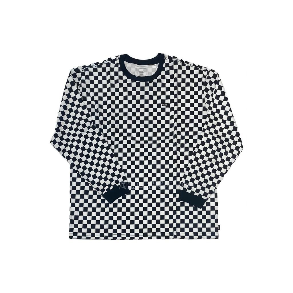 Vans Ss23 Checkerboard Print Crew Neck Long Sleeve T-Shirt Men Tops Black VN0A7YJVYC1