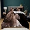 Lion Head Black Backdrop Duvet Cover Set Queen King Size 3 Piece Bedding With 2 Pillow Shams