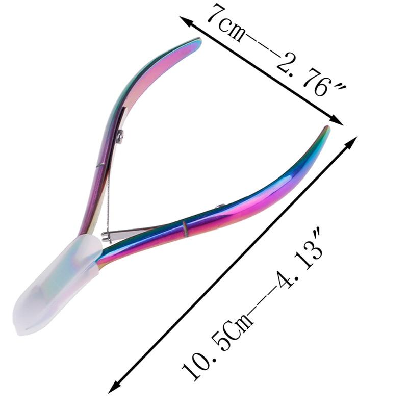 1PCS Nail Art Dead Skin Remover Clipper Scissor Stainless Steel Plating Rainbow Cuticle Nipper Cutter