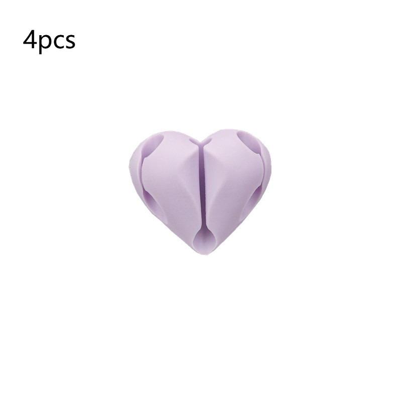 

Self Adhesive Silicone Heart Shaped Cable Organizer 4Pcs Usb Charging Wire Winder Desk Clip Holder Home Office Wire Holder Clip фіолетовий