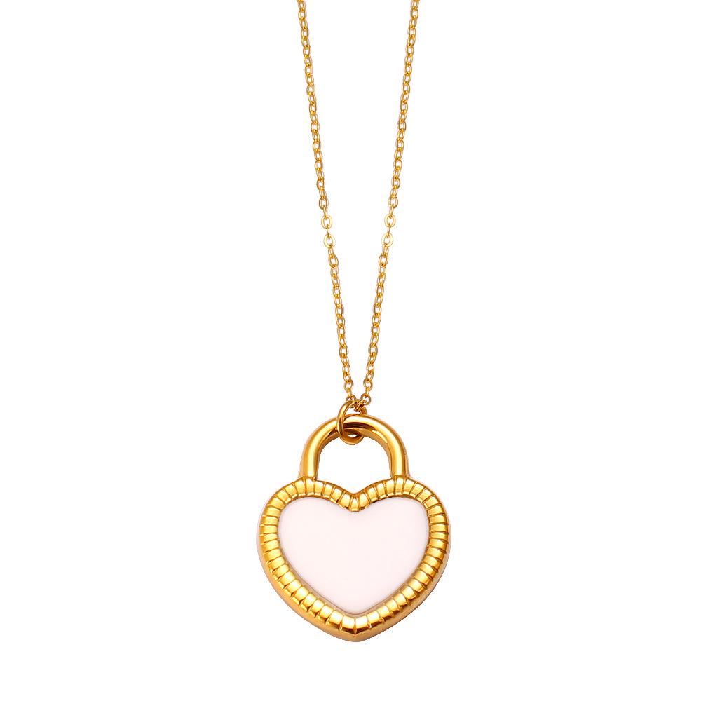 Electroplated Gold Heart-Shaped White Mother-of-Pearl Jewelry - Simple, Luxurious Spring/Summer Fashion