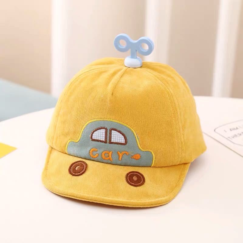 Детская осенняя хлопковая бейсболка с принтом машинок для мальчиков и девочек-малышей жёлтый