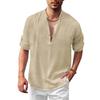 Designer Spring Summer Men's Casual Cotton Linen Solid Color Long Sleeve Shirts Loose Stand Collar Shirts