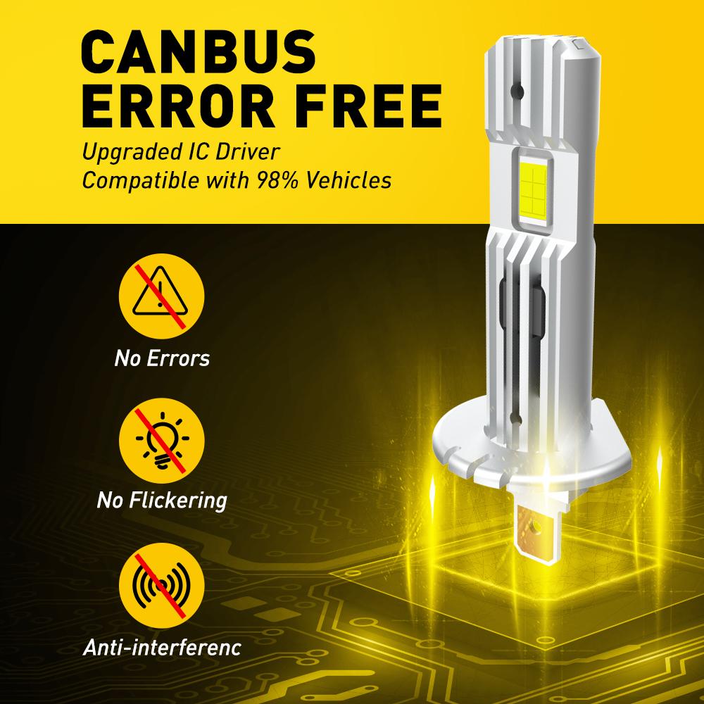 AUXITO H1 LED Headlight H1 LED Canbus Bulbs Nonpolarity for Ford focus fiesta Skoda Fanless 6500K Super Bright H1 Lamp Fog Light