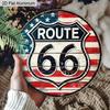 2D Flat 1pc Vintage Road Trip Decoration Plaque, Route 66 American Flag Pattern Signs, Garage Decor, Bar Decor, Home Wall Hanging Decor, Wonderful