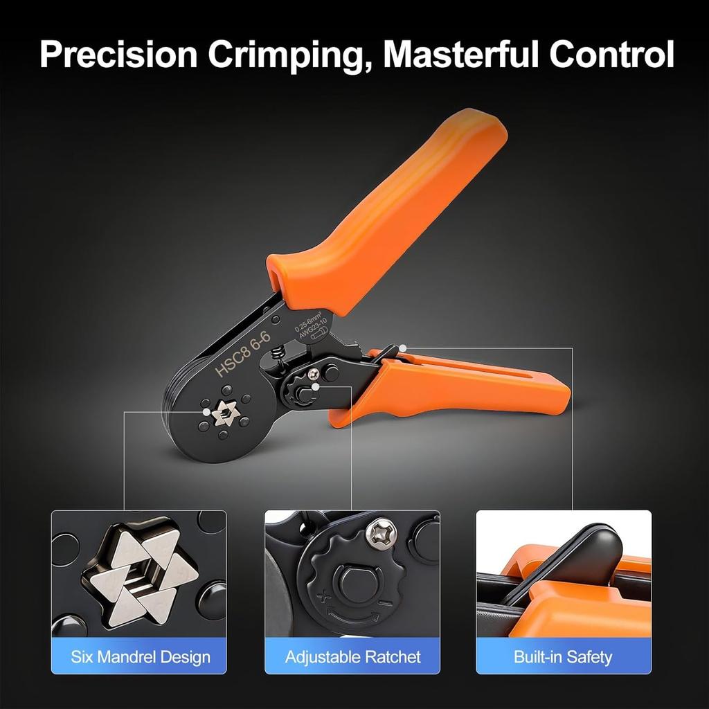 High Quality Cable Wire Crimper Tools Kit Crimping Pliers Ferrule Tube Terminal Crimpers HSC8 6-6 for 0.25-6mm2 AWG(23-10)
