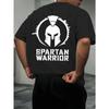 European Size Spartan Warrior Summer Outdoor Sports and Casual Large-size Short-sleeved T-shirts, Men's Trendy Fashion Prints, Loose Base Shirts