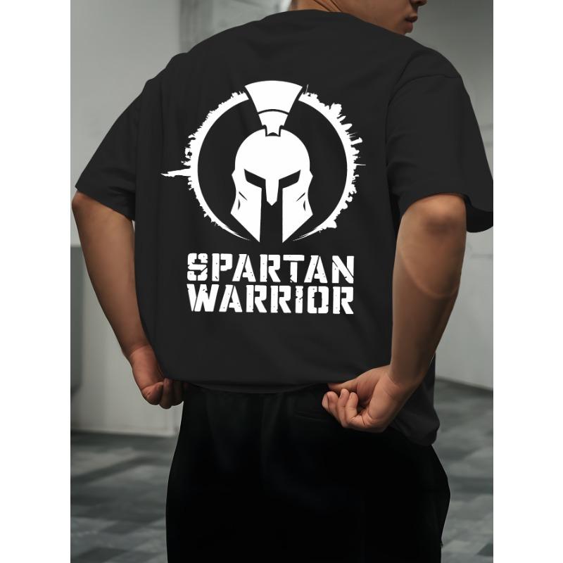 European Size Spartan Warrior Summer Outdoor Sports and Casual Large-size Short-sleeved T-shirts, Men's Trendy Fashion Prints, Loose Base Shirts