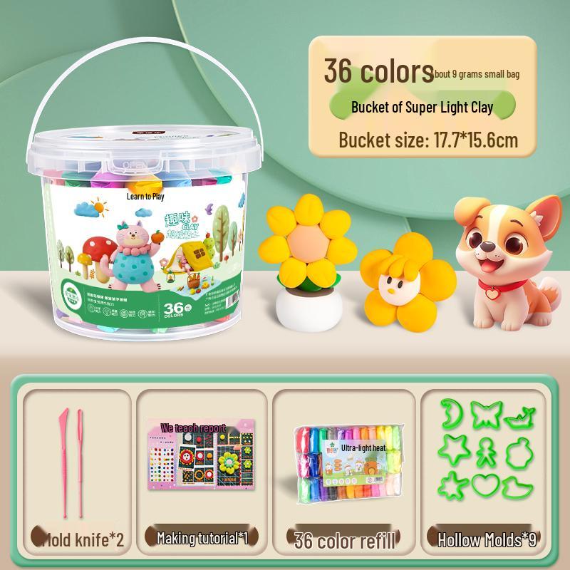24-Color Light Clay DIY Set: Includes Tools, Molds, and Materials for Kids.