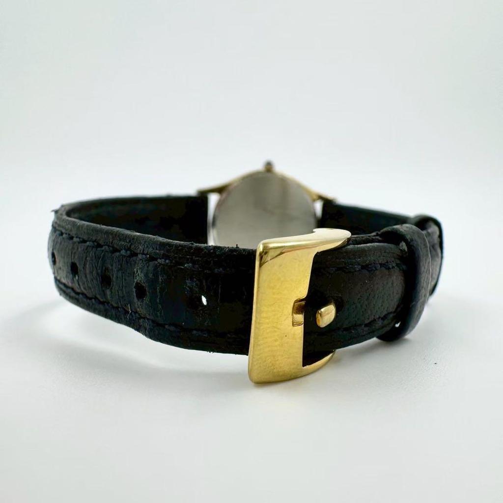 [USED] SEIKO EXCELINE Round Gold Leather Strap Watch