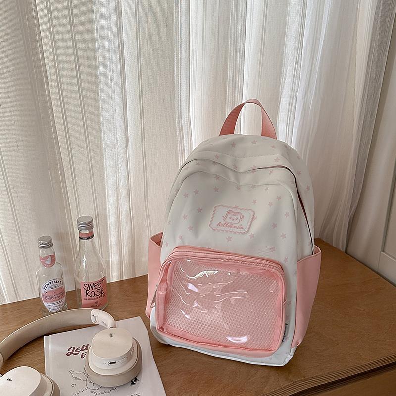 College Style Star Printed Schoolbag Women's Commuter Large Capacity Backpack