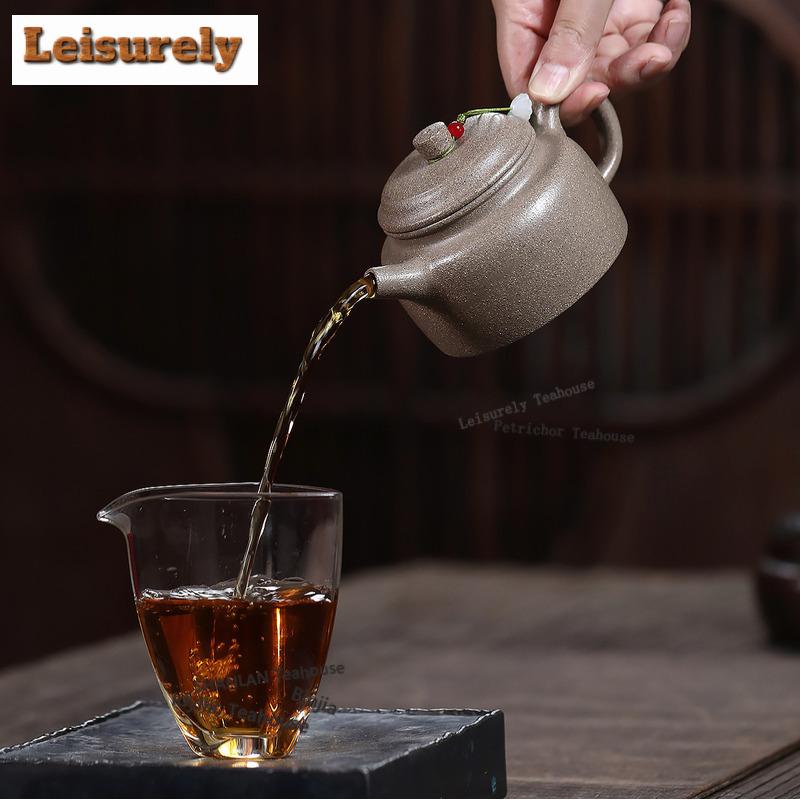 250ml Retro Yixing Purple Clay Teapots Handmade De Zhong Pot Raw Ore White Segment Mud Kettle With Infuser Zisha Tea Set Teaware