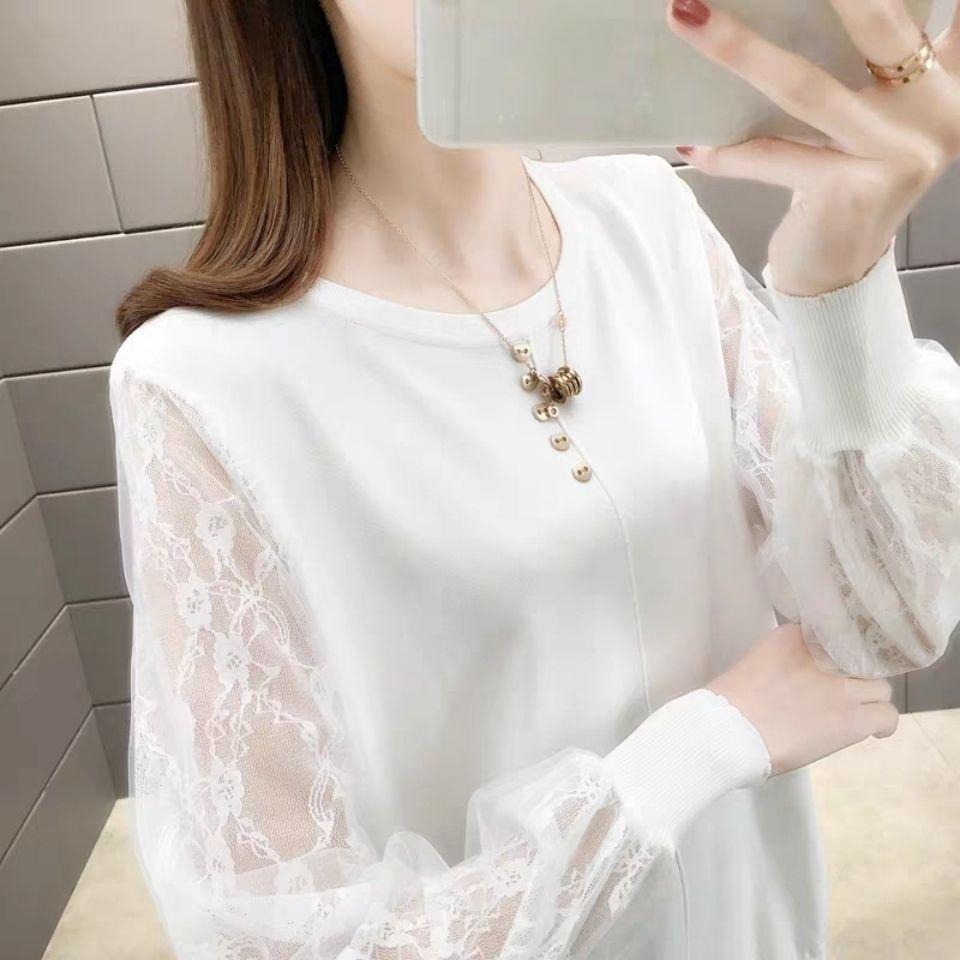 

Женский свитер с кружевными пуговицами в стиле пэчворк, женский корейский вариант, тонкий, свободный, универсальный и модный вязаный свитер для верхней одежды на весну и осень S белый
