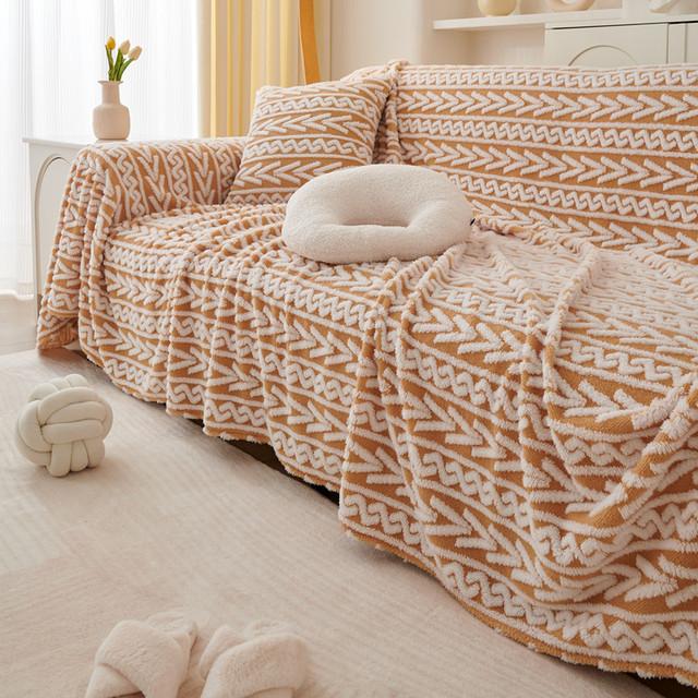 

Современный жаккардовый бархатный чехол для дивана, 5-местный флисовый теплый диван-полотенце, одеяло, кресло, чехол для дивана, чехол для детей, домашних животных, кошек 180x130cm оранжевый