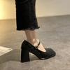 Fashion Women Mary Jane Shoes Elegant Square Toe Thick Heel Shoes Casual Party Dress Single Shoes 2025