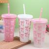 Large Capacity 710ml Bow Reusable Party Cups With Straw Lid Coffee Juice Tea Cute Tumbler With Straw Plastic Cups Gifts 24oz