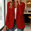 Women Suit Coat Lapel Long Sleeve Single Button Suit Jacket with Flap Pockets Solid Color Work Office Business Outerwear