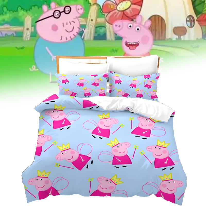 Peppa Pig Cartoon Set With Reactive Printing For Kids Bedroom Decor And Gift