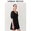 UR2025 Women's Pleated Tie Square Neck Dress