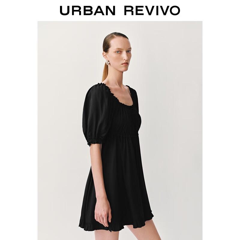 UR2025 Women's Pleated Tie Square Neck Dress