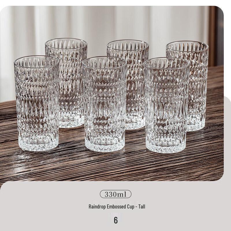 Qiwei Embossed Glass Drinking Set