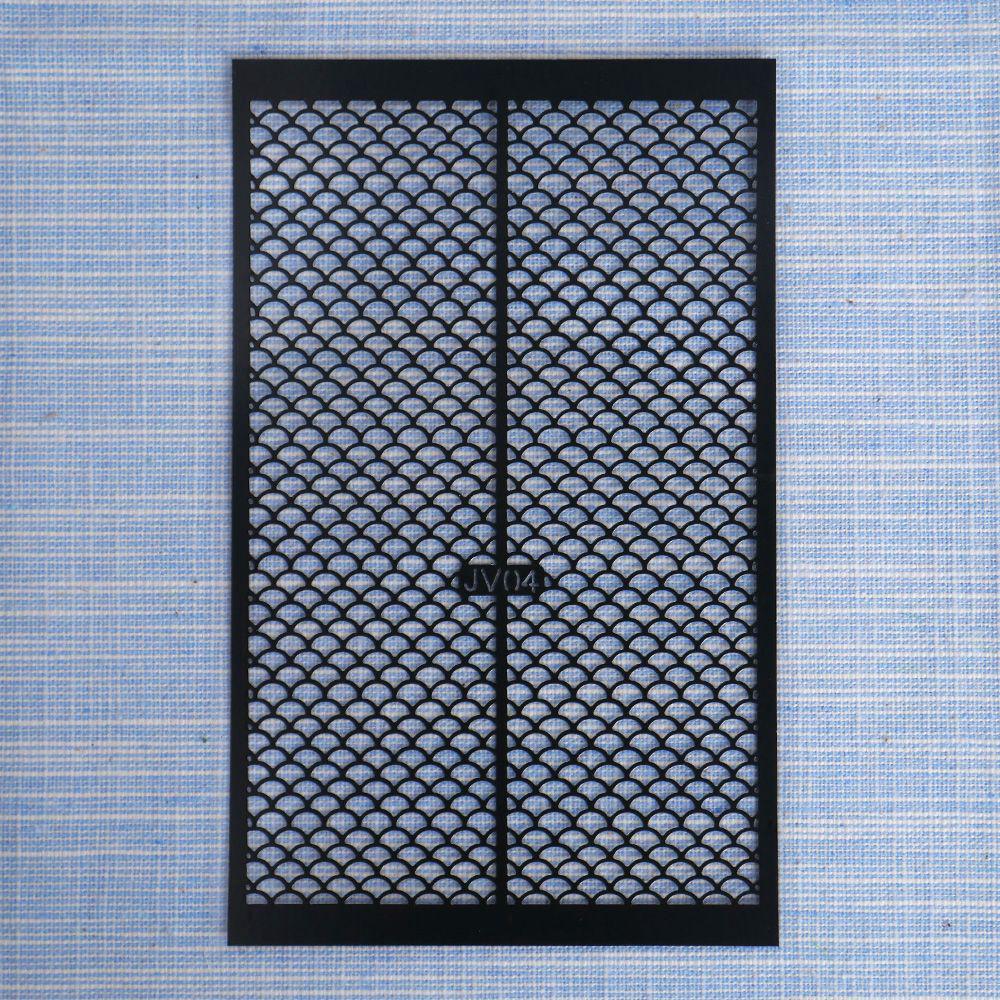 1pcs Fish Scale Nail Sticker Nail Art Adhesive Decals Net Line Geometry Hollow Designs 3D Manicure Decor Wraps Template Sticker