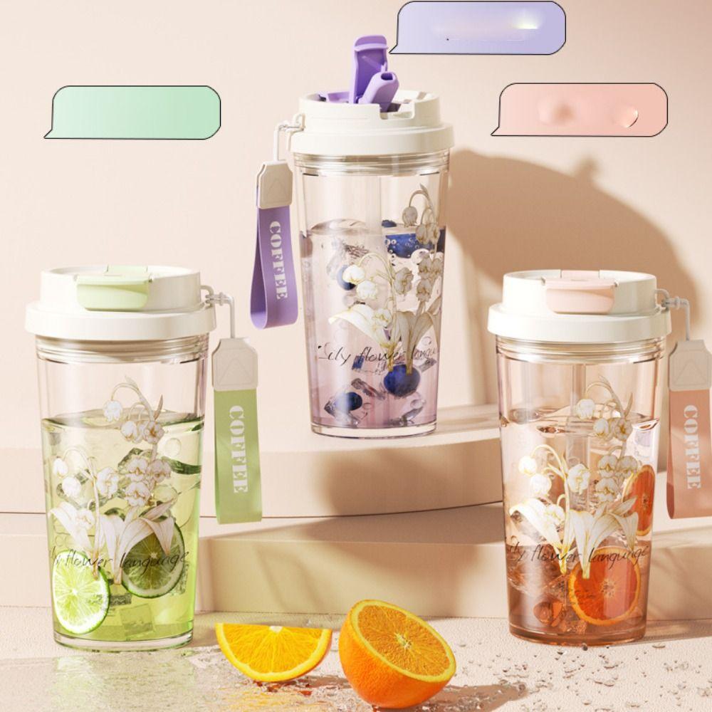 

with Straw Portable Sport Tea Cup with Handle Fitness Drinking Cups Sports Water Bottle Outdoors