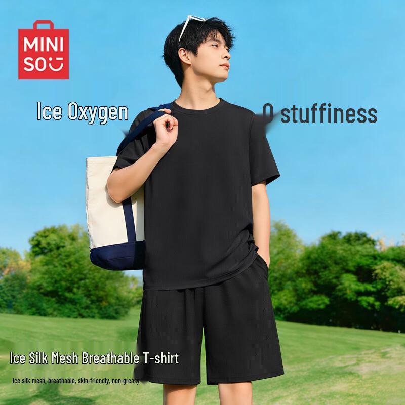 MINISO Men s Ice Silk Mesh Quick-Dry T-Shirt L