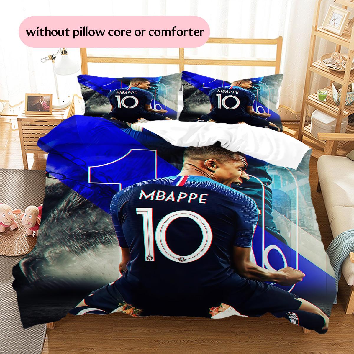 

Kylian Mbappé Pattern Bedding Quilt Set Home Decoration Gift (1 * duvet cover + 2 * pillowcase without core) 135x200cm