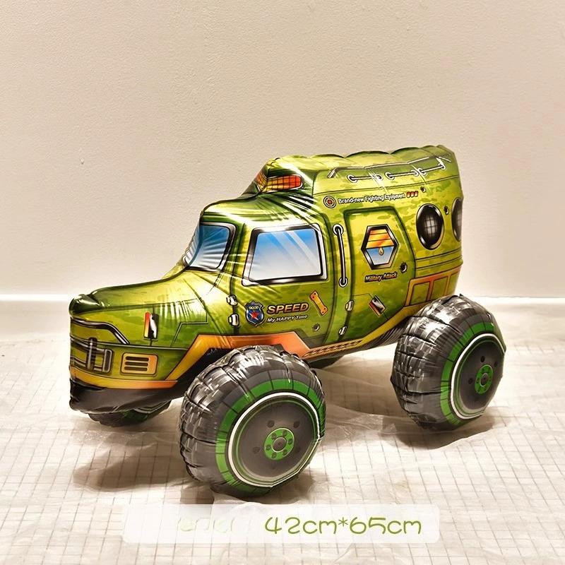 3D Assembly Boy Car Tank Engineering Vehicle Excavator Aluminum Film Toy Balloon Birthday Decoration Scene Layout
