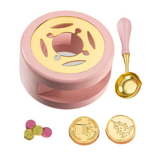 1 Set Unique Comfortable Grip DIY Bright Color Portable Wax Seal Stamp Lacquer Stove with Spoon Office Accessories Melting Furnace