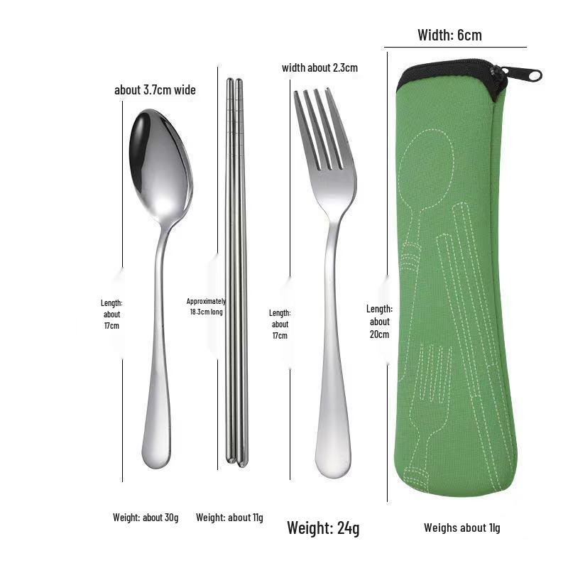 Stainless Steel Cutlery Set: Knife, Fork, Spoon & Chopsticks - Portable 4-Piece Set for Students, Travel, & Gifts