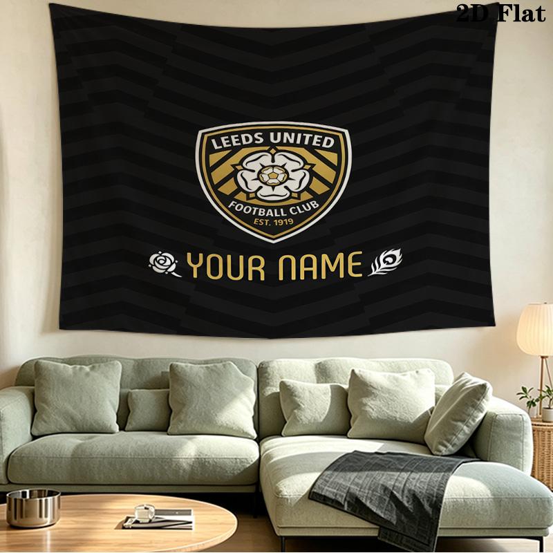 Custom Name Leeds United2 Printed Tapestry – Wall Hanging for Bedrooms, Dorms, and Home Decor