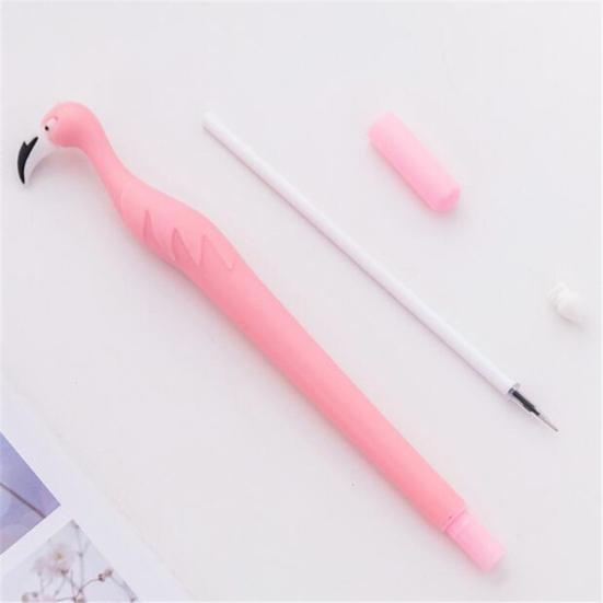 2Pcs Flamingo Silicone 0.5mm Gel Pen Student Stationery School Supply Black Ink