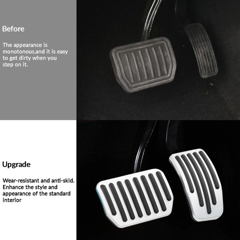 2 Pieces Aluminum Accelerator Pedal Covers Protectors Suitable For Vehicle Easy To Install And Improves Driving Comfort