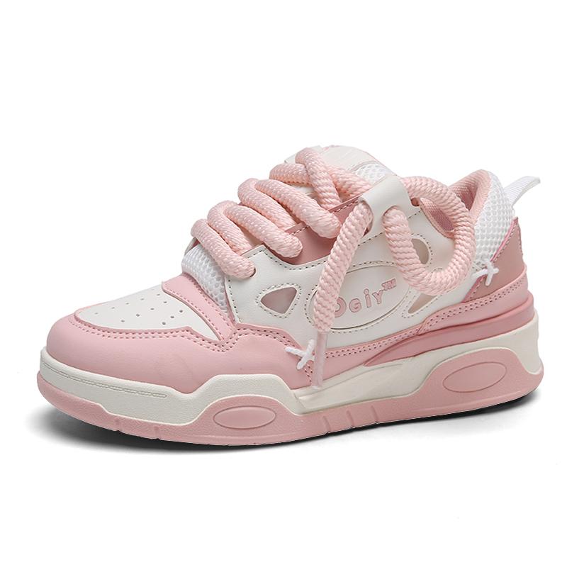Mode Damen Casual Skateboard Schuhe Dicksohlige Klobige Sneaker Paar Atmungsaktiv Schnürschuhe Vulkanisierte Schuhe Damen Plateau-Sneaker