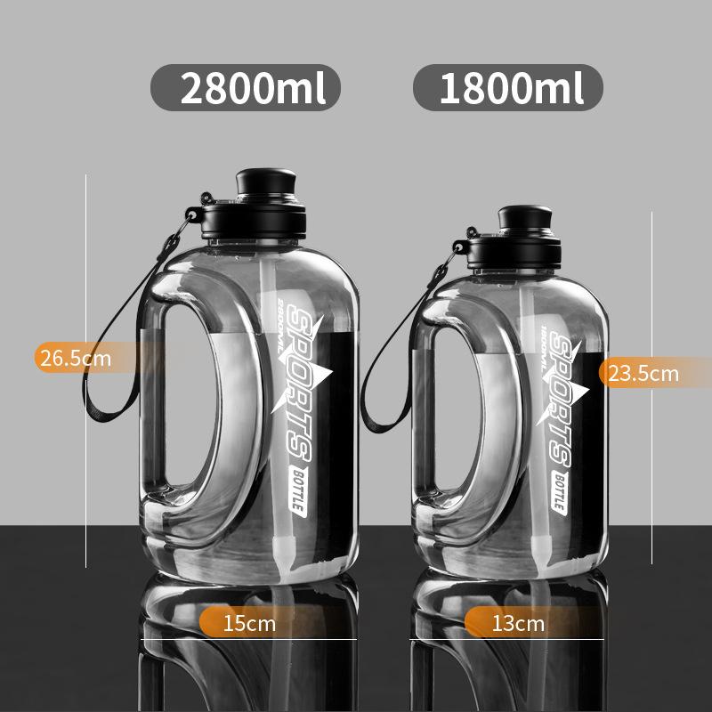 Large Capacity Plastic Sports Water Bottle with Handle and Straw for Gym Outdoor Hiking 1600ml 2600ml MIT