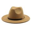 Flat Edge Woolen Top Hat, Belt Buckle, Big-Brimmed Felt Hat, Plain Weave Top Hat