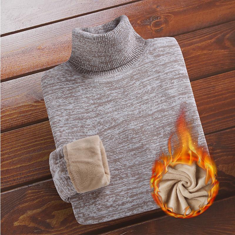Men 'S Casual Knitted Bottoming Shirt Turtleneck Plus Velvet Korean Warm Cotton Pretty Boy Sweater