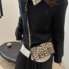 Spring New Leopard Print Small Square Bag Personalized Sweet and Cool Spice Girl Messenger Bag Woven Splicing Shoulder Armpit Bag