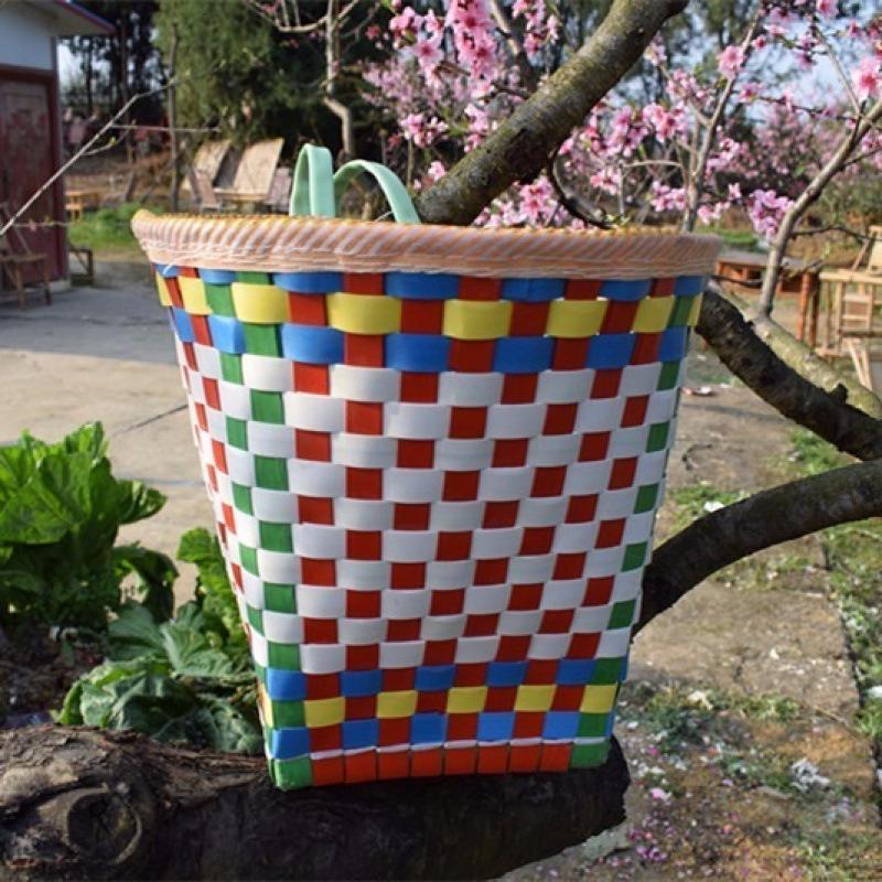 Красочная плетеная корзина из ротанга ручной работы в этническом стиле для покупок и хранения