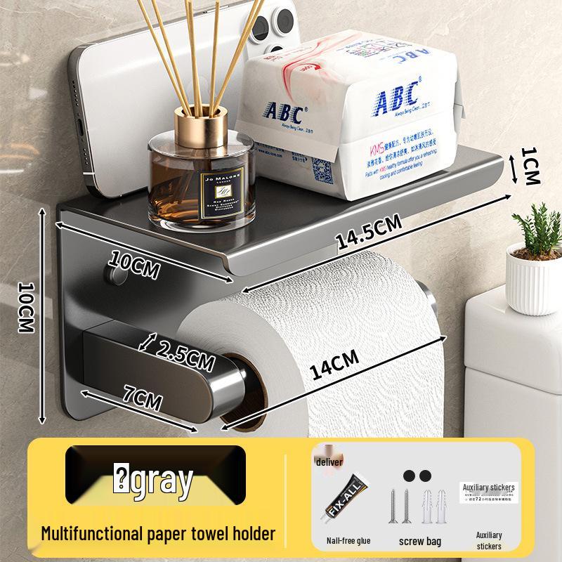 Wall-Mounted Waterproof Toilet Paper Holder with Storage