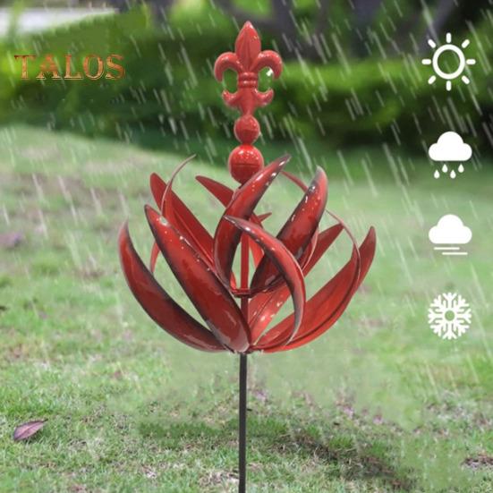 Kovový větrník Lotosový květ Zahrada Kovový větrný mlýn Otáčení o 360 stupňů Odolný proti UV záření Dvouvrstvý Velký větrník Dekor