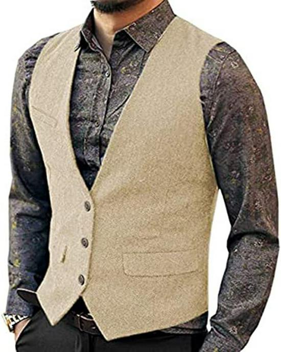 Men's Slim Fit Single-Breasted Casual Vest - Ideal for Groom and Groomsmen