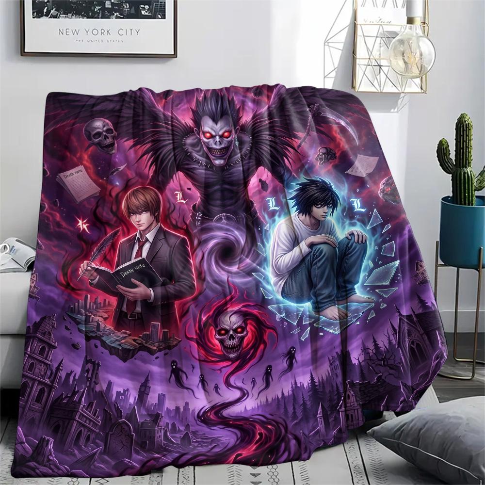 Death Note Comfortable Flannel Blanket Warm Print Pattern for Daily Home Picnic Travel Use.-TING
