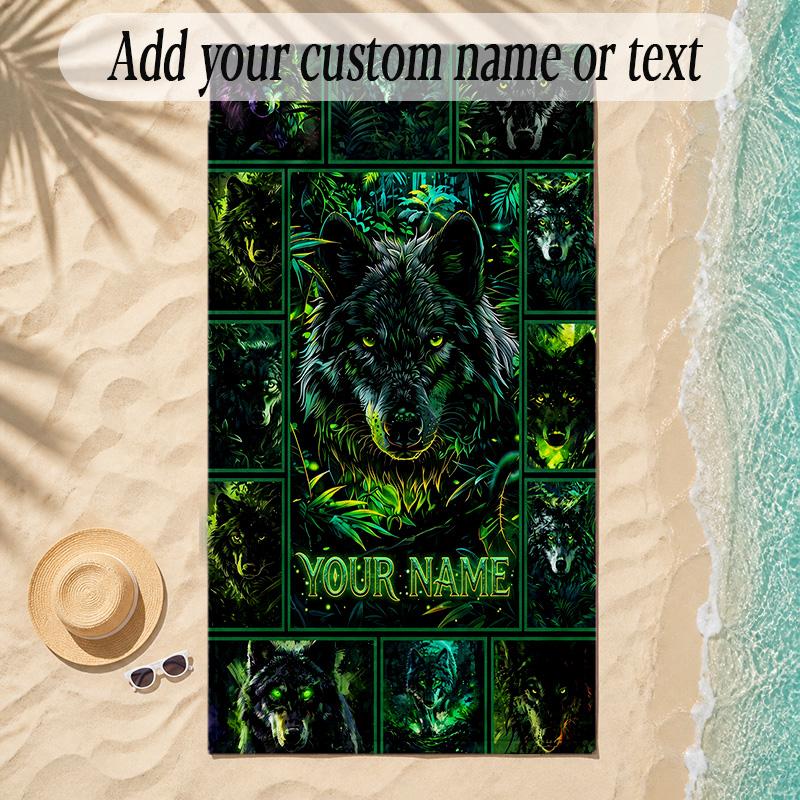 Fox Theme Soft Beach Towel Personalized Custom Name Text Towel Portable for Beach Pool Travel