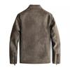 Fleece thermal locomotive leather jacket men's autumn and winter retro stand-up collar leisure travel pu leather jacket