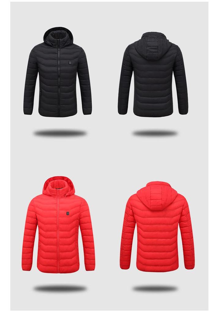USB-Rechargeable Heated Winter Jacket - Men's 2/4/9-Piece Smart Heating Cotton Coat